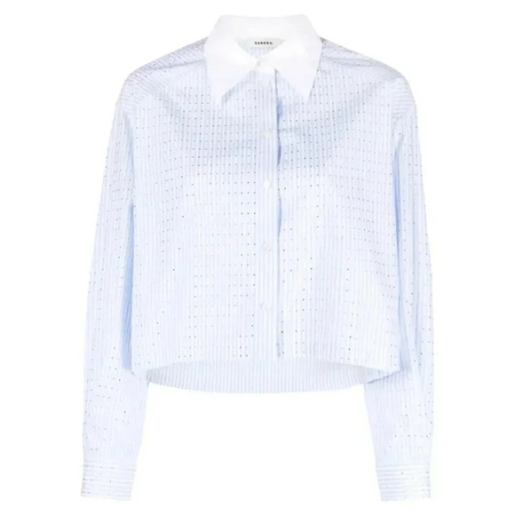 NWT Sandro Crystal-Embellished Striped Shirt - Picture 3 of 5
